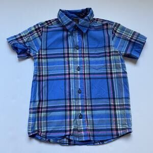 Tea Collection Blue Plaid Button Down Shirt